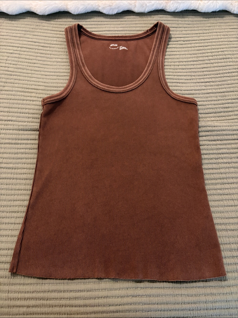 aerie Brown Ribbed Scoop Neck Tank